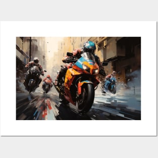 Moto Race Action Sport Painting Abstract Art Decor Posters and Art